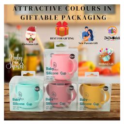 ZoZoBaa Silicone Baby Drinking Open Cup with Two Handles | Multipurpose Tiny Cups for Infant's First Stage Training | Bpa-Free, Unbreakable Non Sippy Cup for Toddlers (Purple)- 160 ml image 2