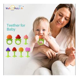 NeonateCare Multi-Textured Fruit Teether Red & Green Pack of 2( Color May vary)( Color and design may vary) image 4