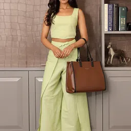 Ambraee Square Neck Sleeveless Crop Top & Palazzo Set-picture-29