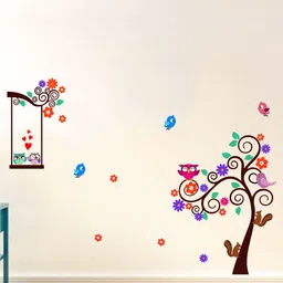 rawpockets Multicoloured Colourful Tree Art Wall Stickers-image-100