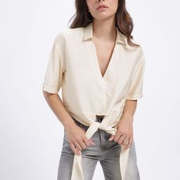 glitchez Oversized Waist Tie-Ups Crinkled Shirt-Style Top-picture-41