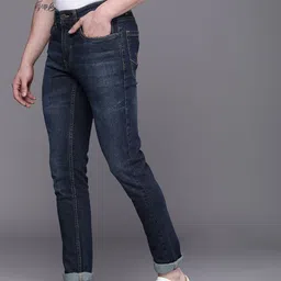 WROGN Men Navy Blue Skinny Fit Light Fade Stretchable Jeans-picture-6