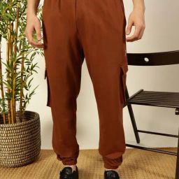 Thomas Scott Brown Regular Fit Texture Joggers-image-25