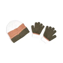 Pantaloons Junior Multicoloured Color Block Beanies & Gloves Set image 2