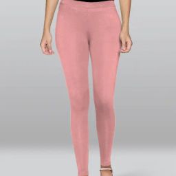 Lyra Pink Premium Cotton Ankle Length Leggings-image-2