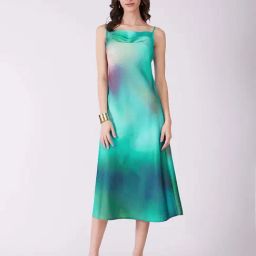 Fablestreet Blue Polyester Ombre A-Line Dress-image-45