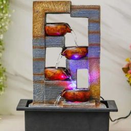 CHRONIKLE Multicolor Polyresin Designer 4 Step Indoor Water Fountain-image-41