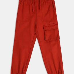 MINIKLUB Boys Rust Red Cotton Solid Full Sleeves Woven Pant-image-52