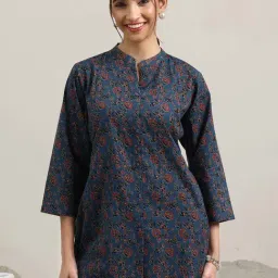 Libas Blue Regular Fit Floral Print Kurtis-picture-20