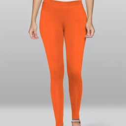 Lyra Orange Premium Cotton Ankle Length Leggings-image-2