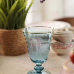 Pure Home and Living Blue Glass Floral Etching Wine Glasses (0.3 L) - Set of 2-image-61