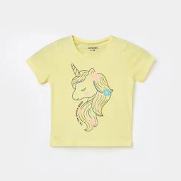 Juniors by Lifestyle Girls Yellow Cotton Printed T-Shirt-picture-25