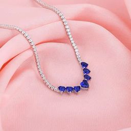 GIVA 92.5 Sterling Silver Blue Heart Necklace-image-79