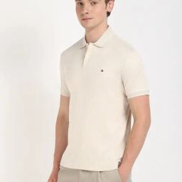 TOMMY HILFIGER Beige Printed Regular Fit Cotton Polo T-Shirt-image-17
