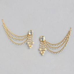 Anouk Gold-Plated Artificial Stones & Beads Contemporary Jhumkas Earrings-10