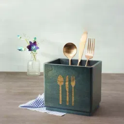 ellementry Blue Mango Wood Cutlery Holder - Set of 1-22