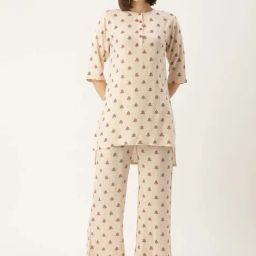 Clt.s Beige Floral Print Kurti Palazzo Set-image-14