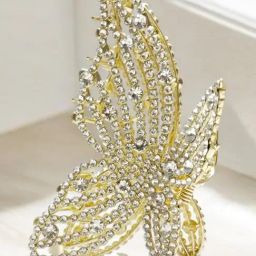 OOMPH Gold Crystal Metal Butterfly Shape Large Hair Claw-image-26