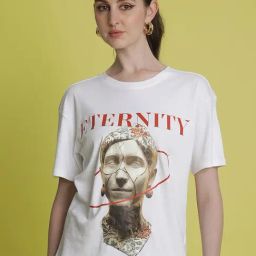 Bene Kleed White Eternity Graphic Oversize T-Shirt-image-81