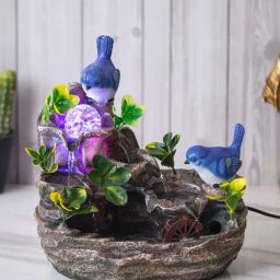 CHRONIKLE Multicolor Polyresin Birds 3 Steps Indoor Water Fountain-image-42