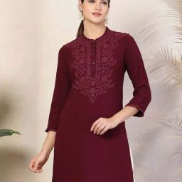 Nayam By Lakshita Purple Straight Fit Embroidered Kurtis-picture-43