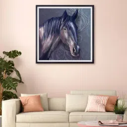 999store Blue Horse Printed Canvas Painting-31