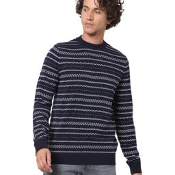 celio* Navy Full Sleeves Cotton Sweater-image-102