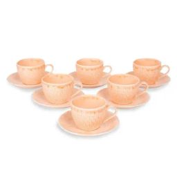 Home4U Orange Bone China Tea Set (6 Cups & 6 Saucers)-image-5