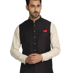 Manyavar Wine Printed Nehru Jacket-picture-40