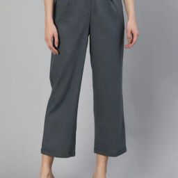 Jaipur Kurti Grey Straight Fit Pleated Pants-image-68