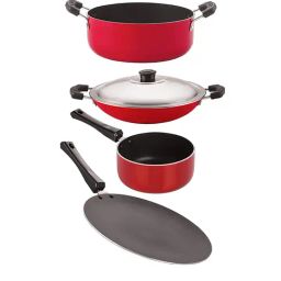 Nirlon Red Aluminium Non-Stick Cookware Set of 4-picture-0