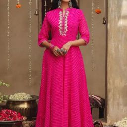SCAKHI Pink Zari Work Anarkali Kurta-image-38