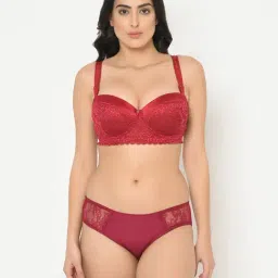 Curvy Love Maroon Under-Wired Padded Balconette Bra-picture-11