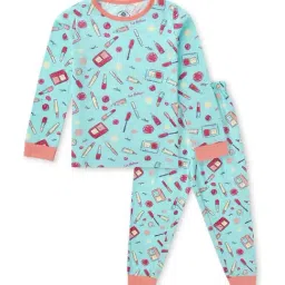 Cub McPaws Kids Blue & Pink Cotton Printed Full Sleeves T-Shirt Set-image-48