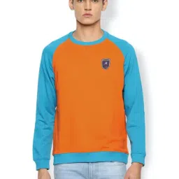 Van Heusen Orange & Blue Slim Fit Colour-Block SweatShirt-picture-18