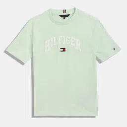 Tommy Hilfiger Kids Dew Green Heather Printed Slim Fit T-Shirt-image-4