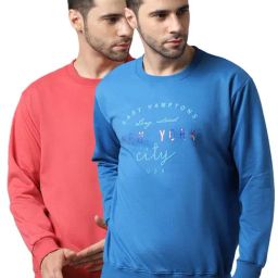 Vimal Jonney Pink & Blue Regular Fit Printed Sweatshirts - Pack of 2-image-66