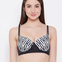 Clovia White & Black Printed Full Coverage Bra-picture-26