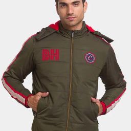Being Human Olive Regular Fit Quilted Hooded Jackets-image-76