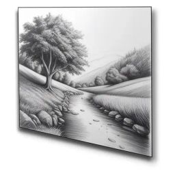 Nestroots Serene River and Tree Black Frame Printed Canvas Wall Painting - Set of 4 image 3
