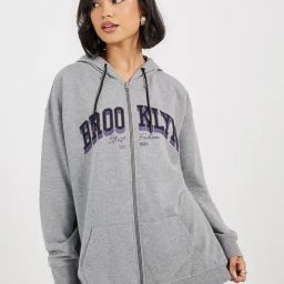 Styli Grey Cotton Printed Hoodie-image-87