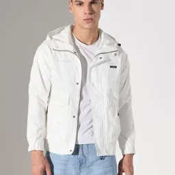 SHOWOFFFF White Nylon Printed Regular Fit Jacket-picture-2