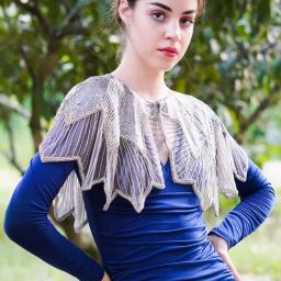 Odette Grey Embellished Fancy Short Cape-34