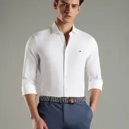 TOMMY HILFIGER White Self-Design Slim Fit Dobby Woven Shirt-picture-38