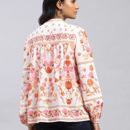 Label Ritu Kumar White Floral Print Top image 2