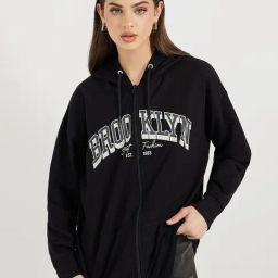 Styli Black Cotton Printed Hoodie-picture-43
