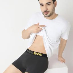 Underjeans By Spykar Assorted Cotton Regular Fit Trunks - Set Of 2 image 5
