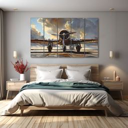 The Castle Decor Grey & Blue 5 Piece Wood Other Wall Paintings-image-67