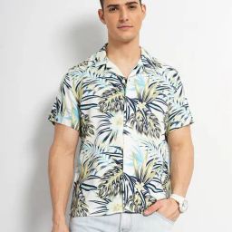celio* White Regular Fit Printed Shirt-image-1