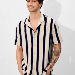 The Souled Store Black Regular Fit Striped Shirt-image-85